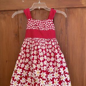 Vintage Bonnie Jean Red White Yellow Daisies Dress 5